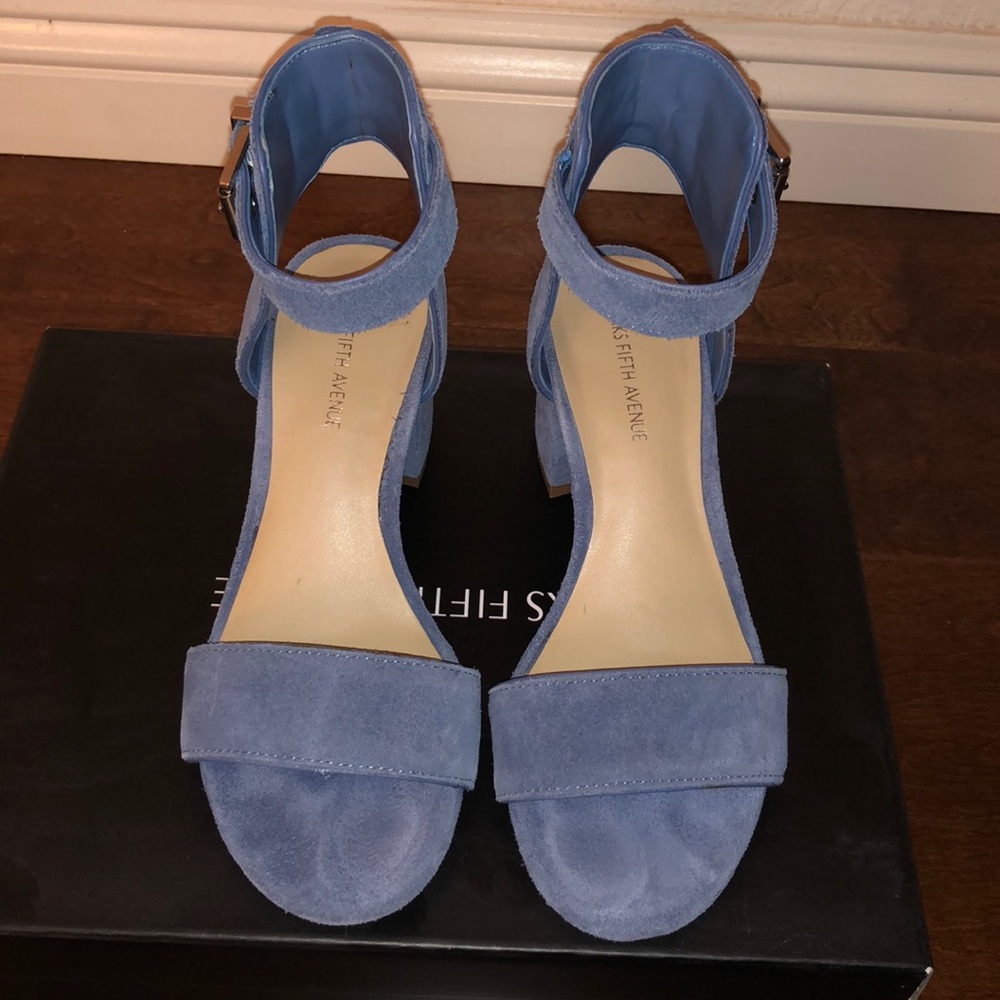 Blue suede summer heels size 5.5